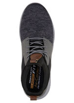 SKECHERS, leichte Herren-Slipper, mit elastischer Zierschnürung GRAU-SCHWARZ